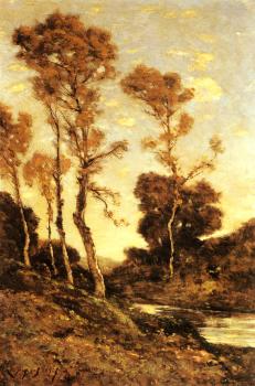 Henri-Joseph Harpignies : Autumnal River Landscape